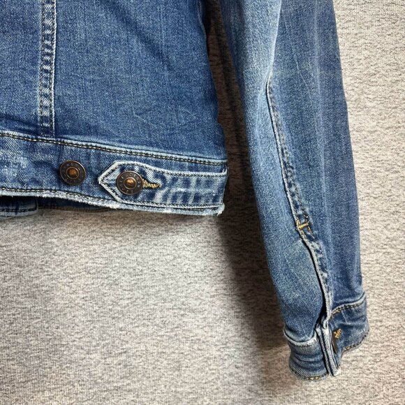 Esprit Jean Jacket Womens Size S Blue Button Up Distressed Long Sleeve Cotton - Picture 10 of 14